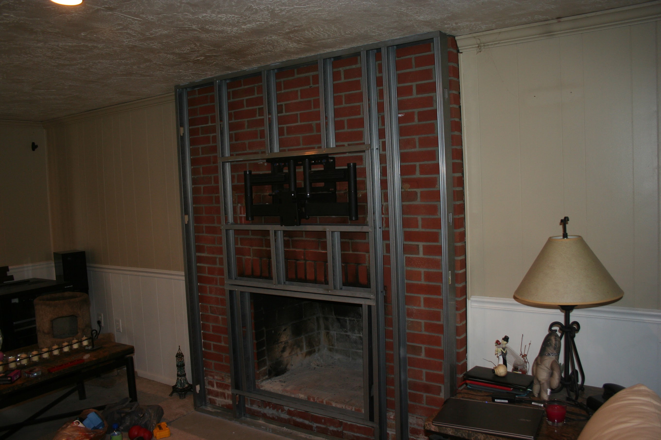 Wider view of steel framing