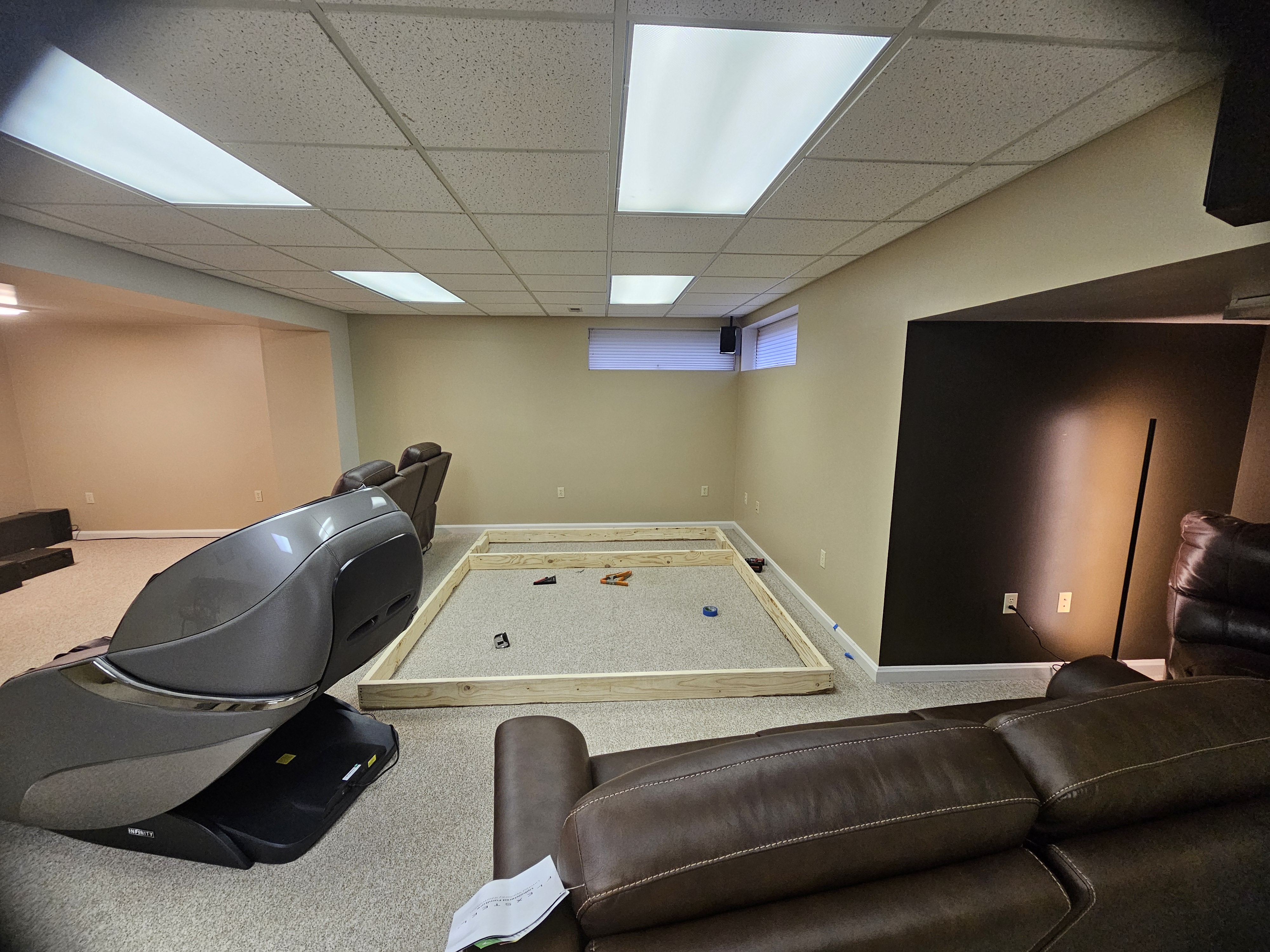 Platform perimeter laid out on carpet