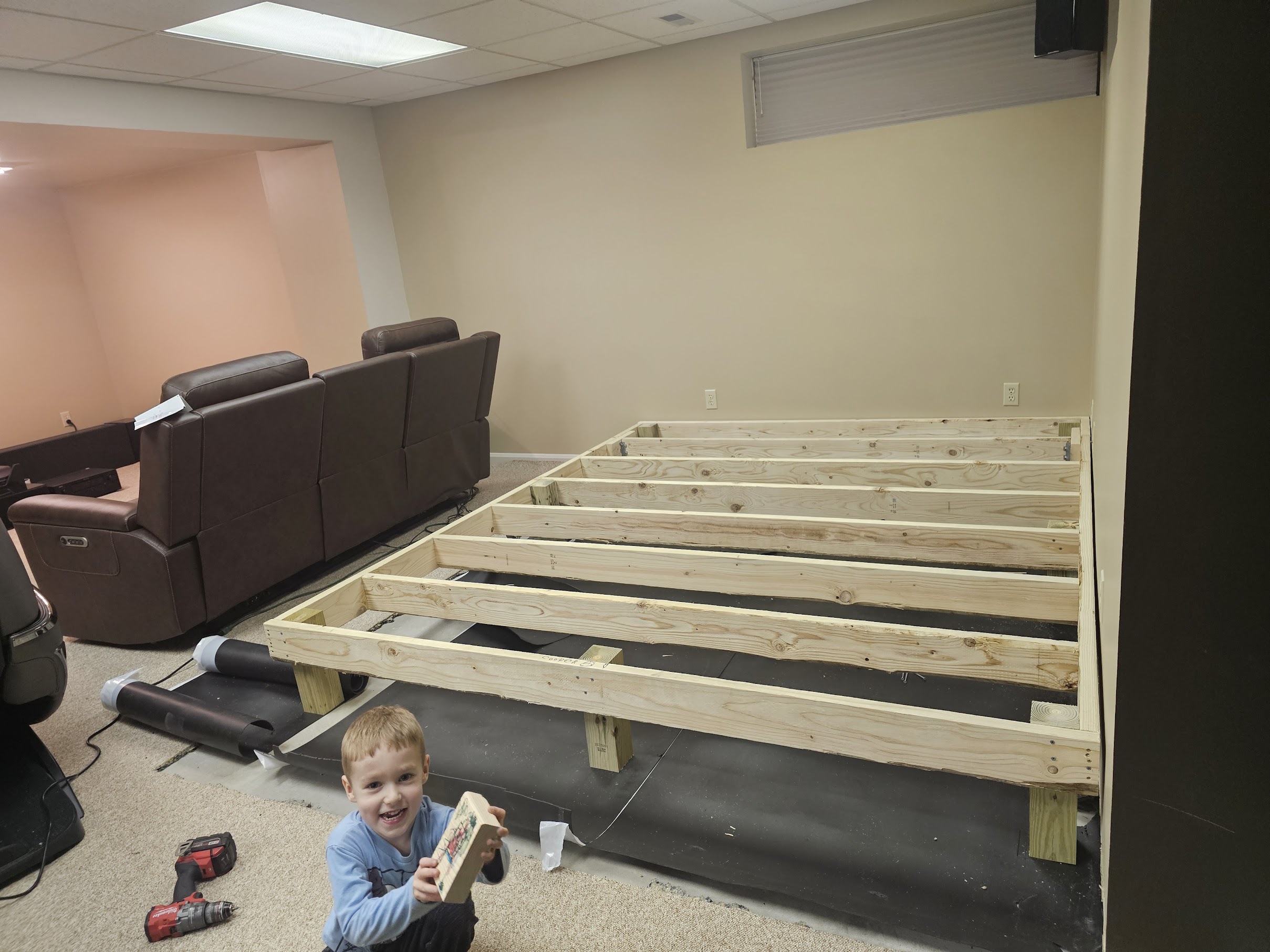 Cooper helping with platform build
