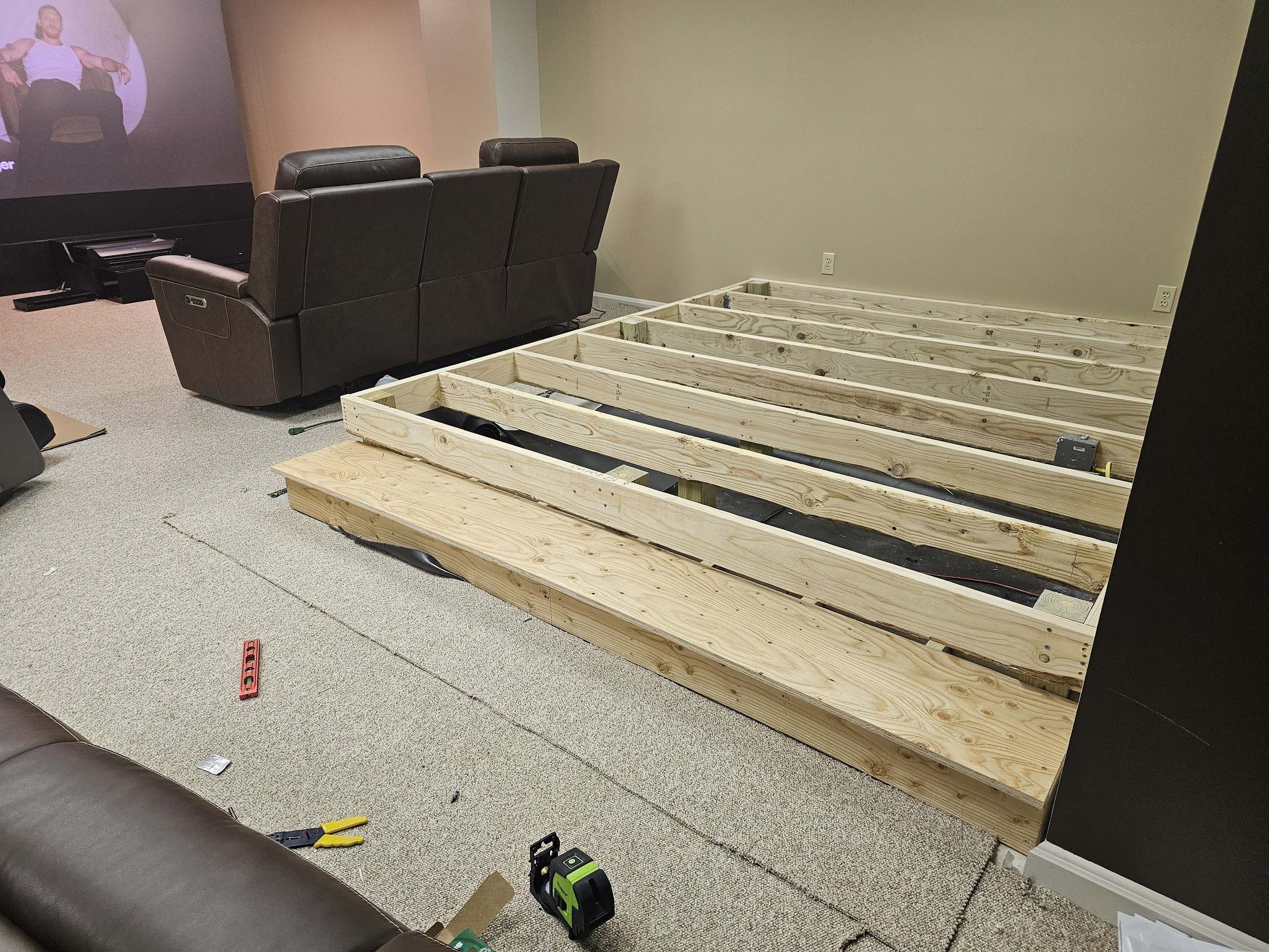 Steps framed, movie playing