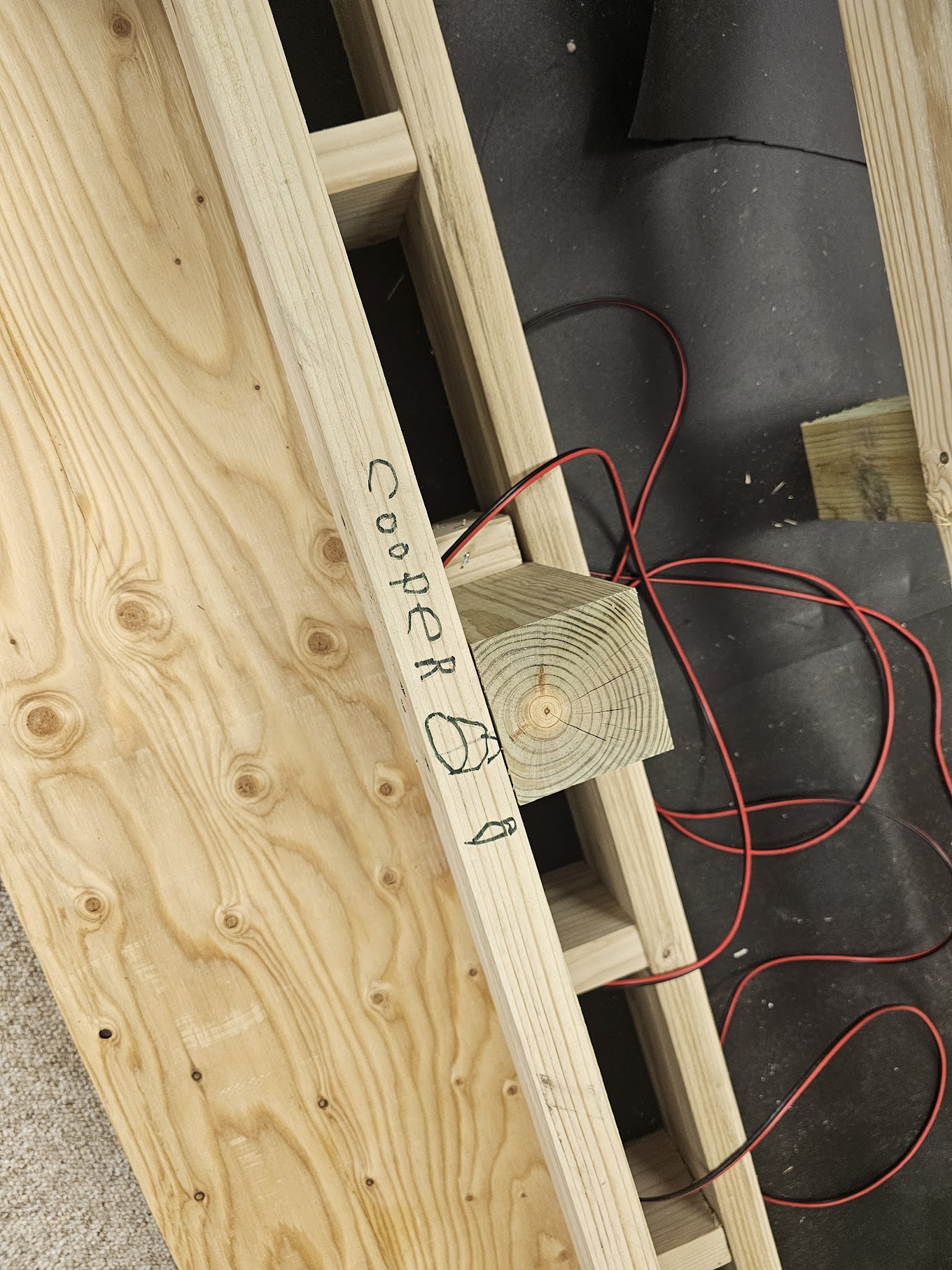 Cooper's name written on internal joist