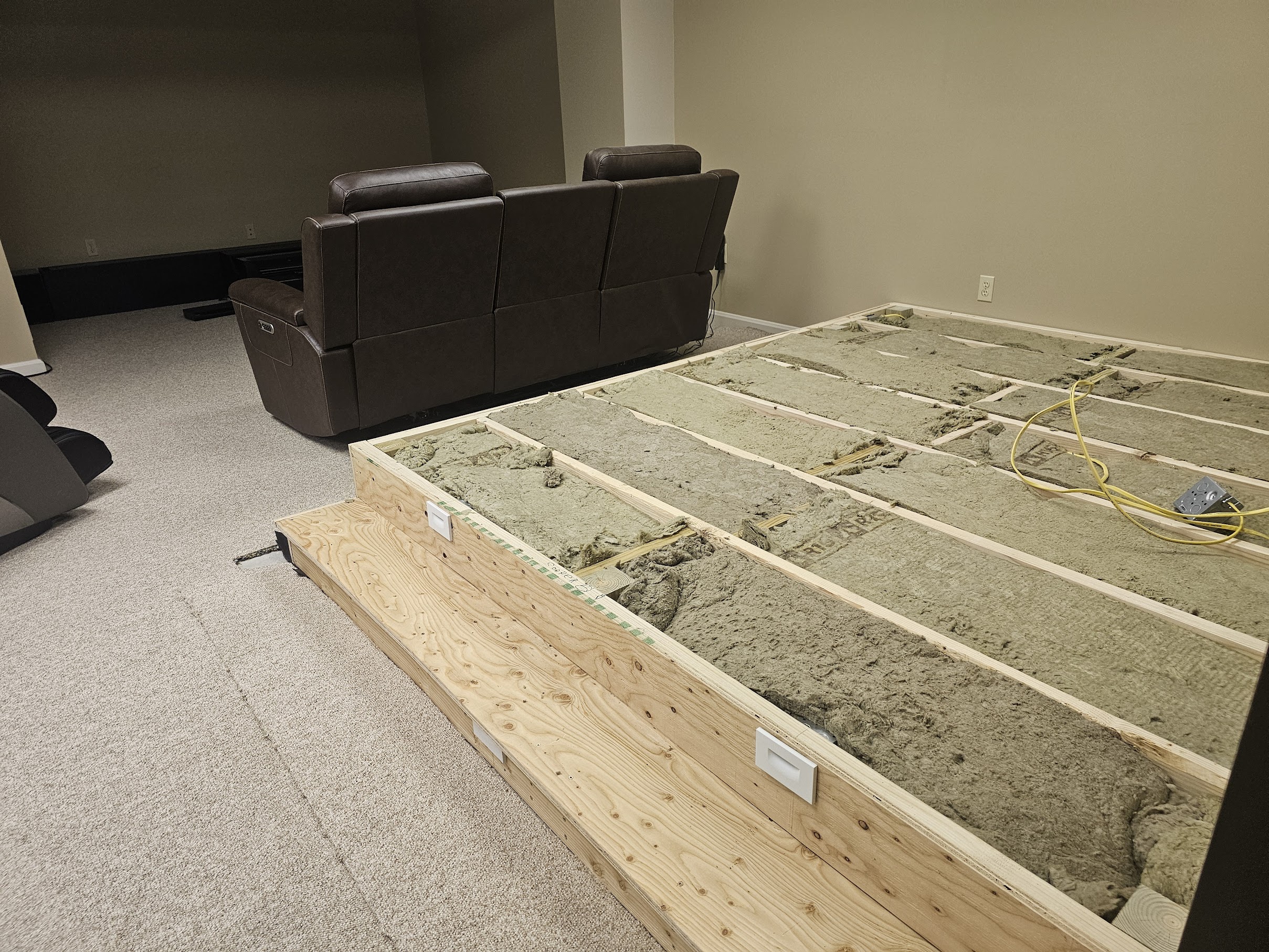 Wide view of plywood platform